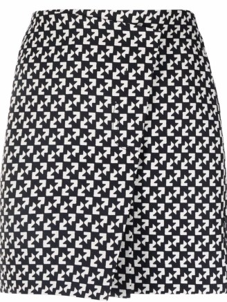 Off-White abstract-print wrap skirt black / white | monochrome printed skirts