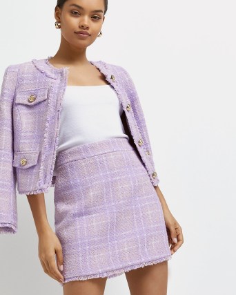 River Island Petite purple check boucle mini skirt – tweed style skirts