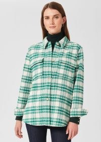 HOBBS PIA CHECK SHIRT JACKET / womens casual layereing shirts / women’s checked shackets / green shirt jackets