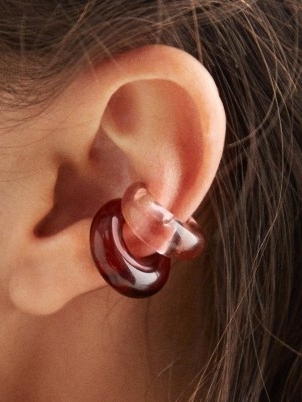 ANNIKA INEZ Billow glass single ear cuff / clear pale pink earring cuffs / single chunky earrings - flipped