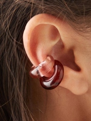 ANNIKA INEZ Billow glass single ear cuff / clear pale pink earring cuffs / single chunky earrings