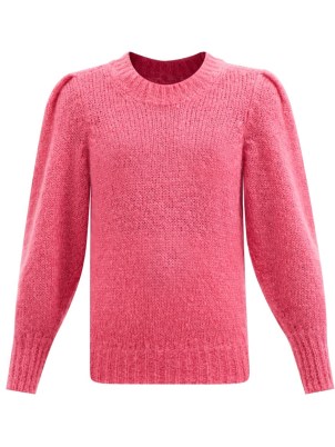 ISABEL MARANT Emma pleated-shoulder pink mohair-blend sweater ~ puff sleeve sweaters ~ vintage style jumpers