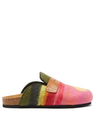 JW ANDERSON Landscape felted-wool backless penny loafers