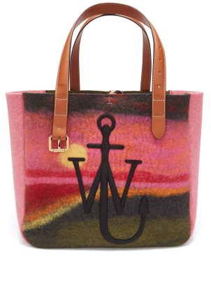 JW ANDERSON Northern Lights-print wool-blend felt tote bag in pink - flipped