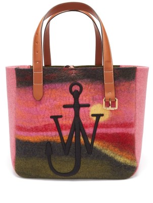 JW ANDERSON Northern Lights-print wool-blend felt tote bag in pink
