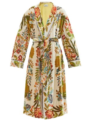 ETRO Pasadena floral-print velvet coat – luxe bohemian inspired tie waist coats – chic boho fashion - flipped