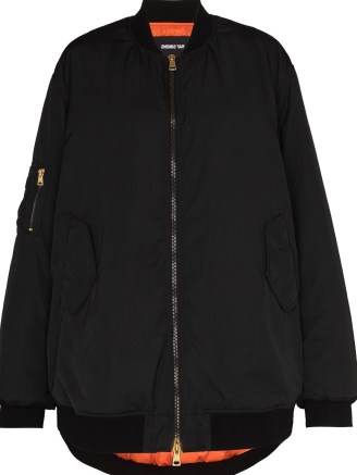 Raf Simons ALLEGIANCE black oversized bomber jacket | womens casual relaxed fit jackets - flipped