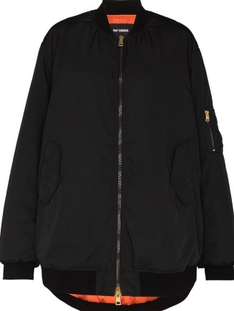 Raf Simons ALLEGIANCE black oversized bomber jacket | womens casual relaxed fit jackets