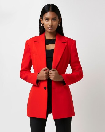 RIVER ISLAND RED TAILORED BLAZER ~ women’s bright on-trend blazers ~ womens fashionable jackets - flipped