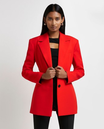 RIVER ISLAND RED TAILORED BLAZER ~ women’s bright on-trend blazers ~ womens fashionable jackets