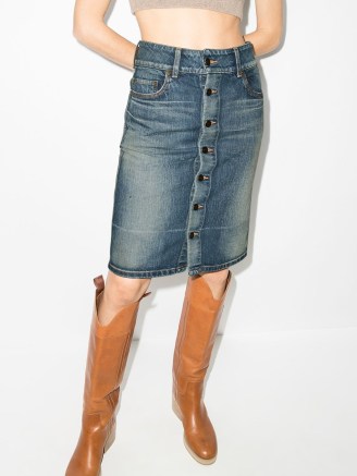 Saint Laurent high-waist button-up denim skirt ~ above the knee vintage style skirts