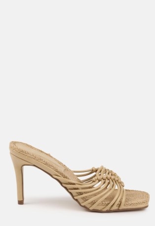 MISSGUIDED sand rope sole knotted heel sandals / strappy knot detail mules - flipped
