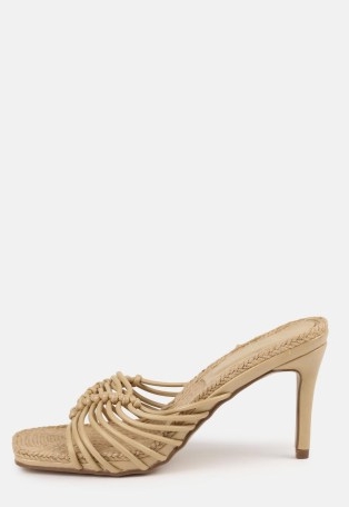 MISSGUIDED sand rope sole knotted heel sandals / strappy knot detail mules