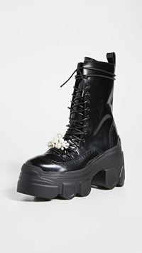 Simone Rocha Tracker Sole Lace Up Boots ~ women’s chunky embellished combat boots