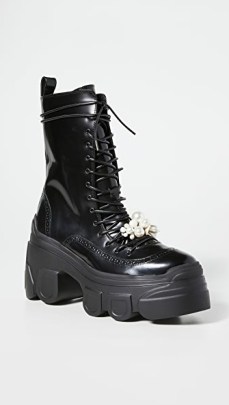 Simone Rocha Tracker Sole Lace Up Boots ~ women’s chunky embellished combat boots - flipped