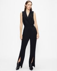 Ted Baker MONNII Split Hem Jumpsuit in Black | sleeveless wrap style jumpsuits | all-in-one evening fashion