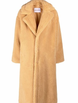 STAND STUDIO midi faux-fur coat in Honey ~ women’s textured winter coats ~ womens glamorous outerwear - flipped