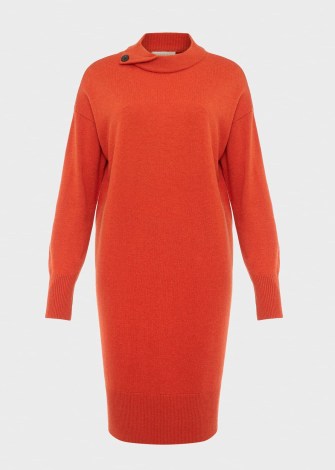 HOBBS TALIA KNITTED DRESS in Burnt Orange / sweater dresses - flipped