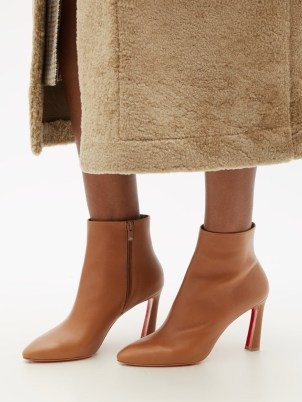 CHRISTIAN LOUBOUTIN Eleonor 85 tan leather ankle boots ~ light brown pointed toe boots ~ womens chic winter footwear - flipped
