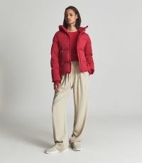 REISS THEA SHORT PUFFER JACKET RED / womens padded winter jackets