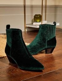 BODEN Western Ankle Boots Midnight Garden Velvet / green luxe look cowboy boots