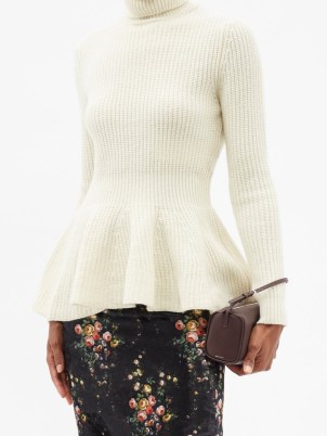 BROCK COLLECTION Teagan peplum-hem wool-blend sweater | long sleeve high neck ruffle hem sweaters - flipped