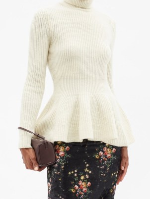 BROCK COLLECTION Teagan peplum-hem wool-blend sweater | long sleeve high neck ruffle hem sweaters