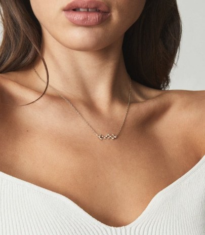 REISS ZODIAC VIRGO NECKLACE GOLD ~ star sign crystal constellation necklaces ~ feminine luxe style fashion jewellery - flipped