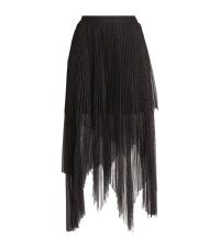 ALLSAINTS Asymmetric Layered Tulle Veena Skirt Metallic Black | semi sheer net overlay skirts