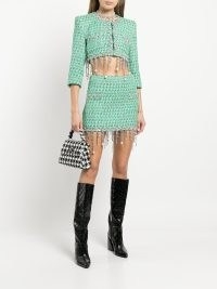 AREA crystal-fringe tweed skirt | fringed mini skirts