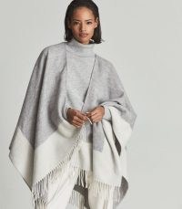 REISS ASTRA OVERSIZED PONCHO GREY / chic colour block ponchos