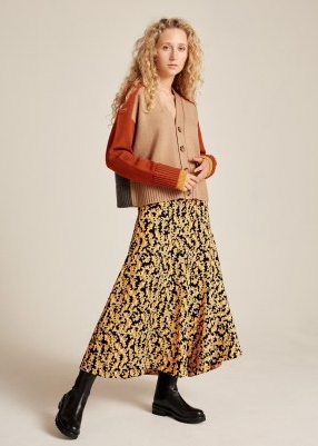 Autumn Collage Flared Skirt in Black Orange White / Me and Em floral skirts