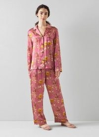 L.K. BENNETT AVA FLORAL PRINT PINK SILK PYJAMAS ~ womens luxe pyjama sets ~ women’s luxury PJs ~ sleepwear ~ nightwear