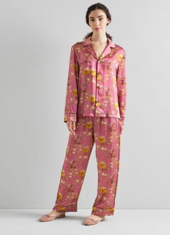 L.K. BENNETT AVA FLORAL PRINT PINK SILK PYJAMAS ~ womens luxe pyjama sets ~ women’s luxury PJs ~ sleepwear ~ nightwear - flipped