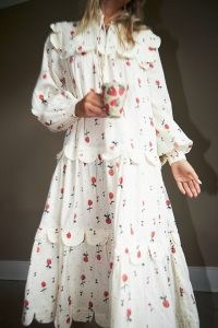Stella Nova Loan Cherries Midi Dress / fruit print vintage style dresses – romantic look fashion / cherry prints
