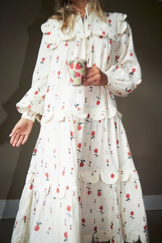 Stella Nova Loan Cherries Midi Dress / fruit print vintage style dresses – romantic look fashion / cherry prints - flipped