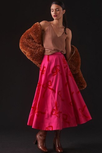 Maeve Taffeta Maxi Skirt in Pink - flipped