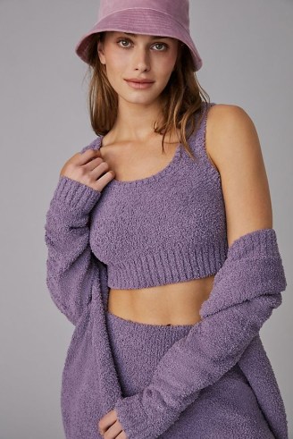 Daily Practice by Anthropologie Cosy Jogger Lounge Set in Lavender | cropped tank and jogging bottoms co ord | womens two piece tops and bottoms loungewear - flipped
