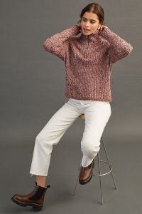 Anthropologie Recycled Half-Zip Jumper Pink | womens high neck pullover jumpers