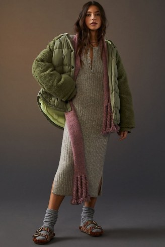 Pilcro Swing Puffer Jacket Moss ~ womens green padded duvet style winter jackets ~ women’s on-trend outerwear - flipped