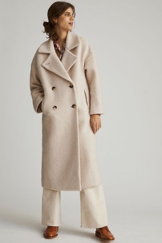 ANTHROPOLOGIE Boucle Cocoon Coat Ivory