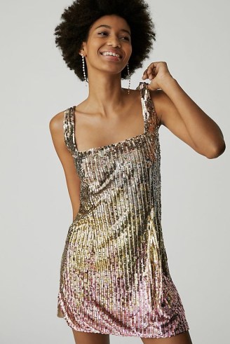 Let Me Be Sequined Shift Mini Dress in Pink Combo / sleeveless sequinned square neck party dresses - flipped
