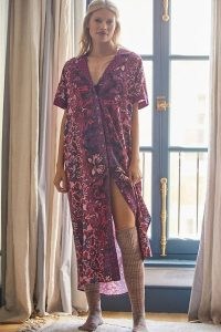 Alexandra Farmer Whimsy Flannel Sleep Dress in Raspberry / womens floral night dresses / feminine loungewear / lounge fashion / women’s nighties