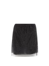 PRADA Crystal-embellished tulle mini skirt in black – glamorous skirts cobered in crystals – evening event glamour – glittering designer party fashion