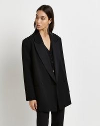 RIVER ISLAND BLACK DOUBLE BREASTED TUXEDO JACKET ~ womens on-trend evening jackets