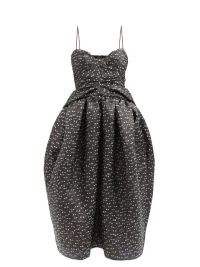 CECILIE BAHNSEN Julauta Marguerite fil-coupé dress in black – spaghetti strap volume tulip skirt dresses – romance inspired fashion