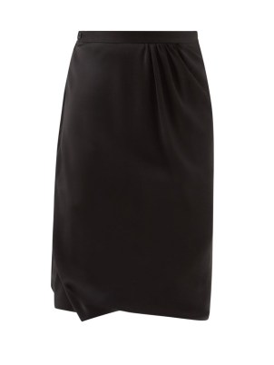 VIVIENNE WESTWOOD Mid-rise draped cady skirt ~ black uneven drape hem skirts - flipped