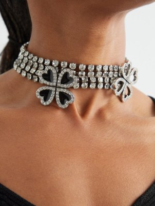 SAINT LAURENT Clover crystal cup-chain choker necklace ~ designer statement chokers ~ womens party jewellery ~ glamorous evening occasion necklaces - flipped