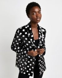 RIVER ISLAND BLACK POLKA DOT SEQUIN BLAZER ~ sequinned going out evening blazers