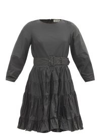 MOLLY GODDARD Venice black belted taffeta dress ~ tiered LBD